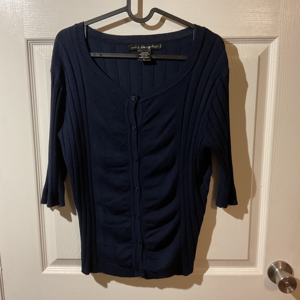 United States Sweaters Dark Blue Scoop Neck Cardigan